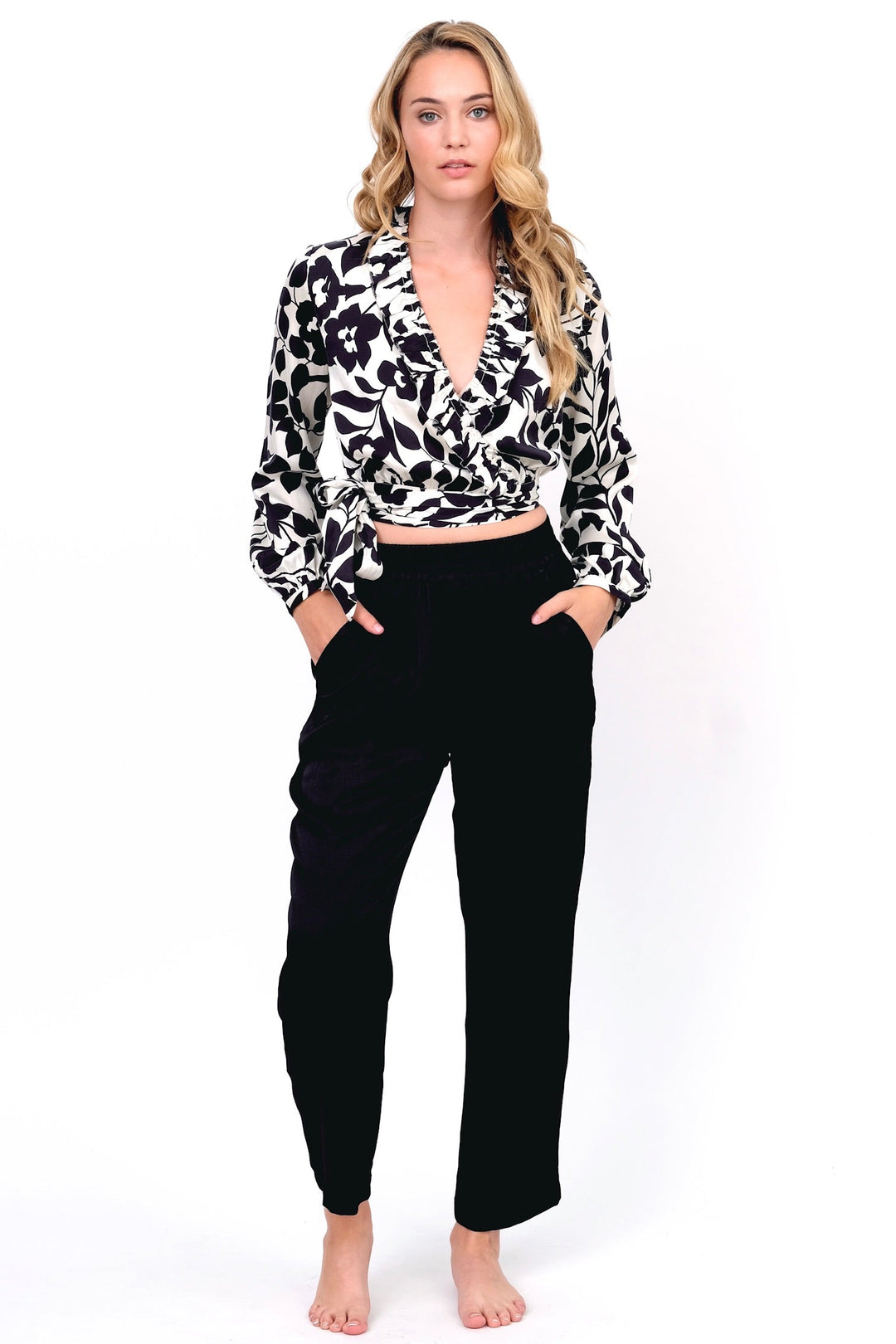 Black &amp; White Floral Blouse