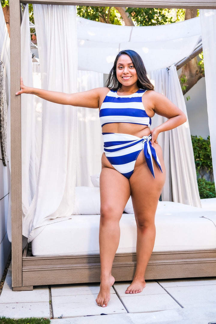Navy Striped Bikini Tank