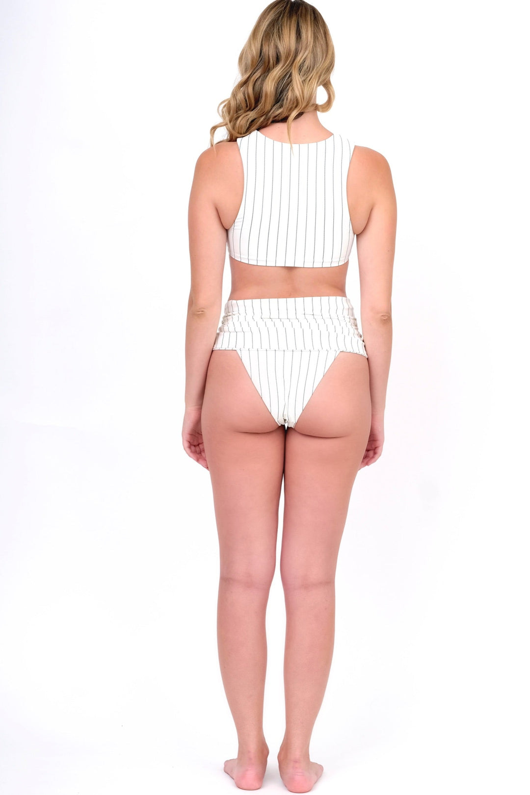 Pinstripe Bikini Bottom - Cream