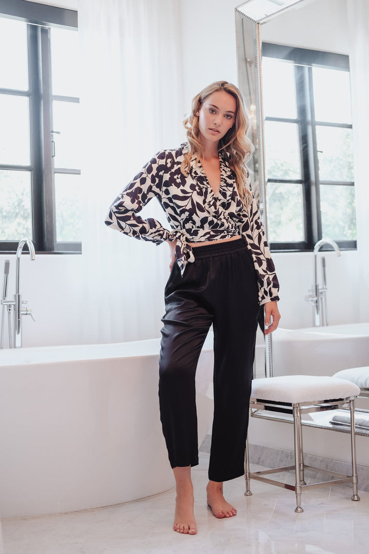 Black &amp; White Floral Blouse