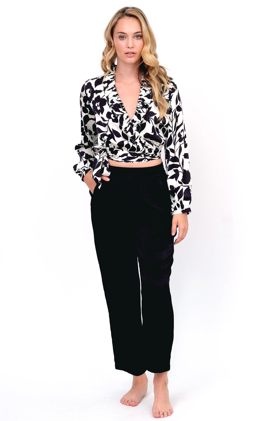 Black &amp; White Floral Blouse