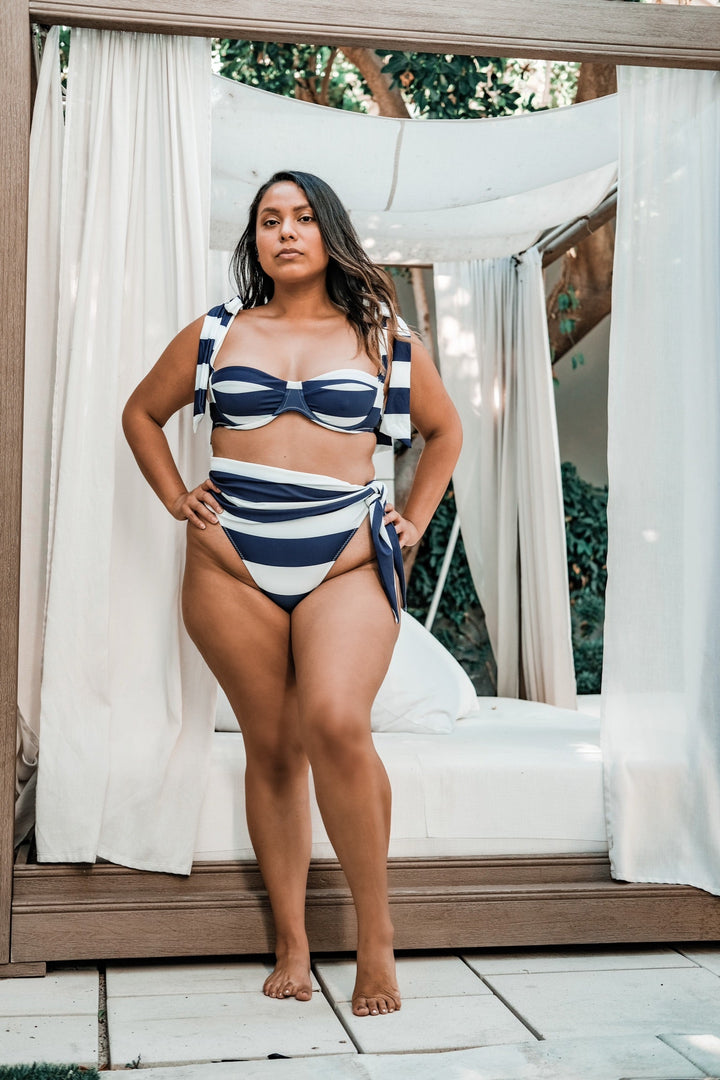 Navy Striped Bikini Bottom