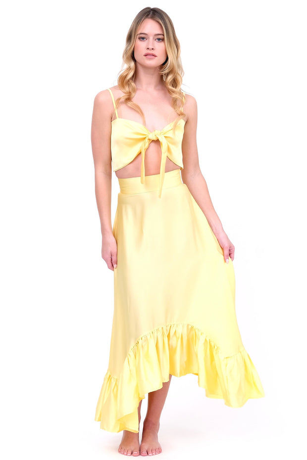 Daffodil Yellow Ruffle Maxi Skirt