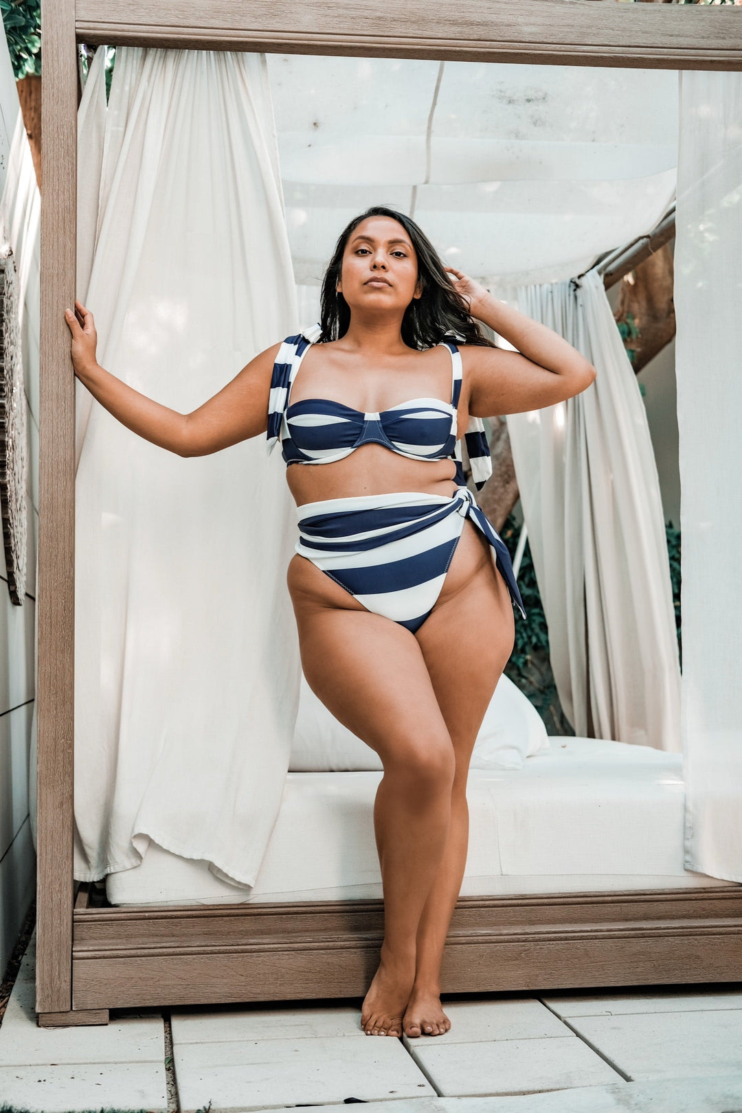 Navy Striped Bikini Bottom