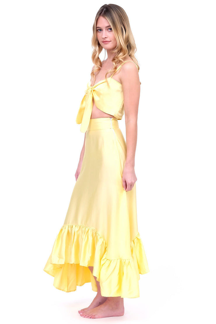 Daffodil Yellow Ruffle Maxi Skirt