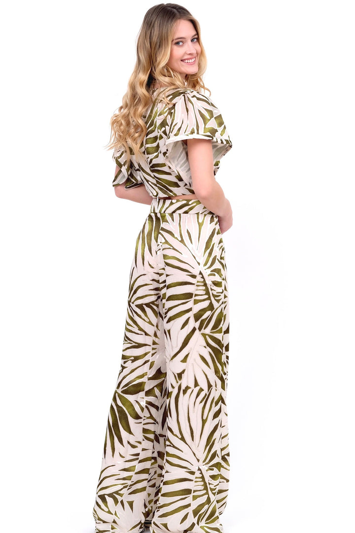 Leaf Print Tie Top