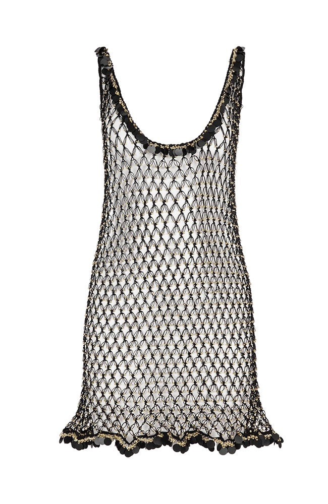 Beaded Net Cover Up Black