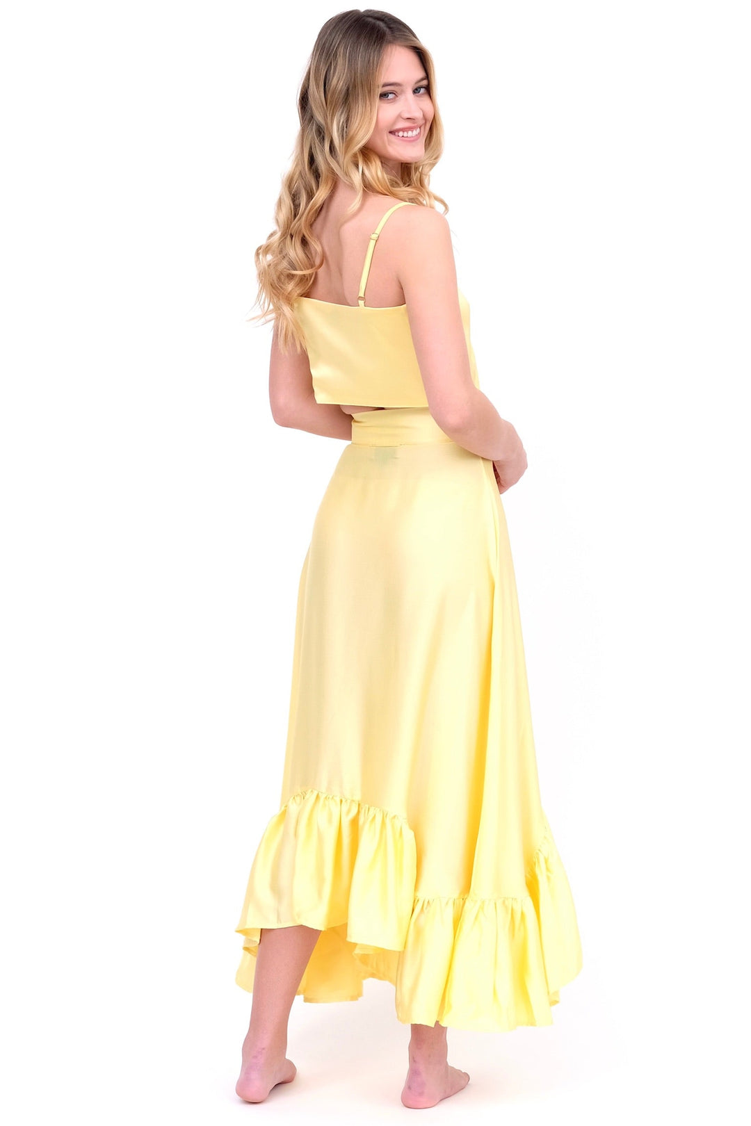 Daffodil Yellow Ruffle Maxi Skirt