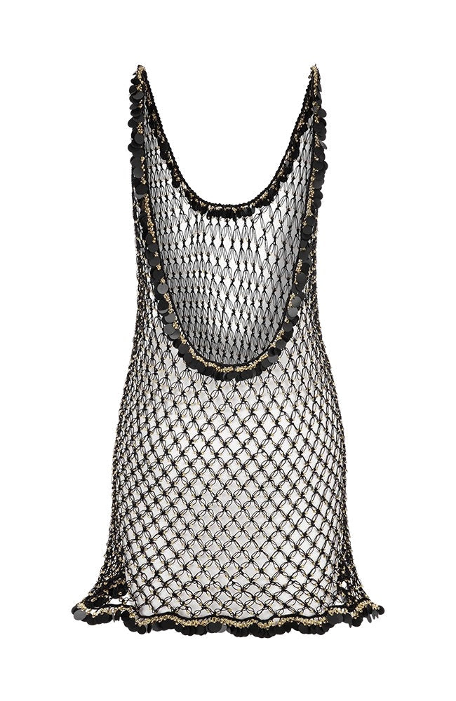 Beaded Net Cover Up Black