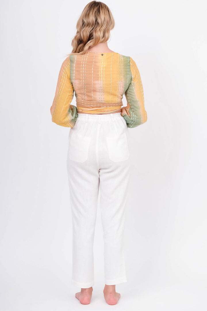 Linen Cream Pants with Pockets