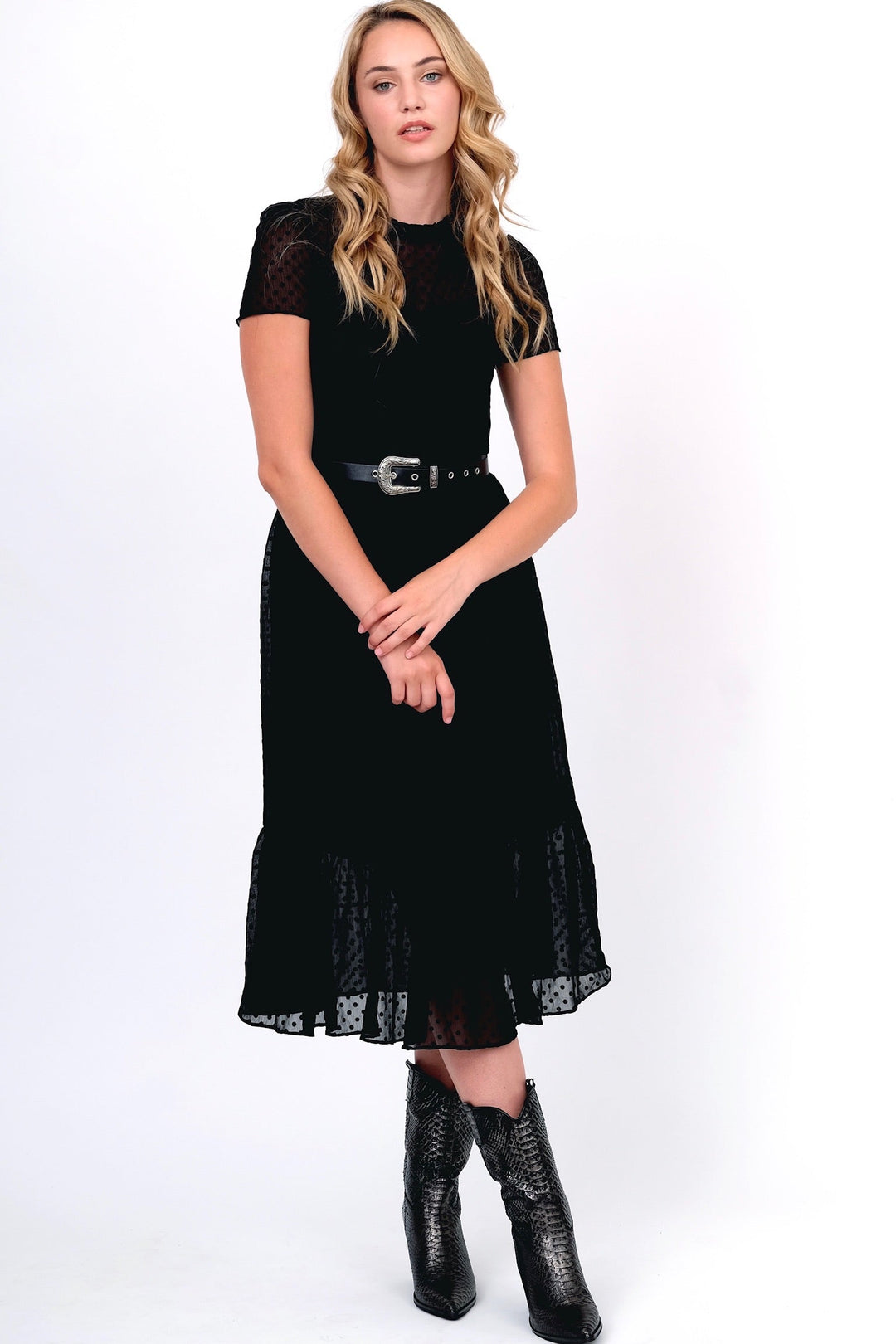 Black Polka Dot Smocked Dress
