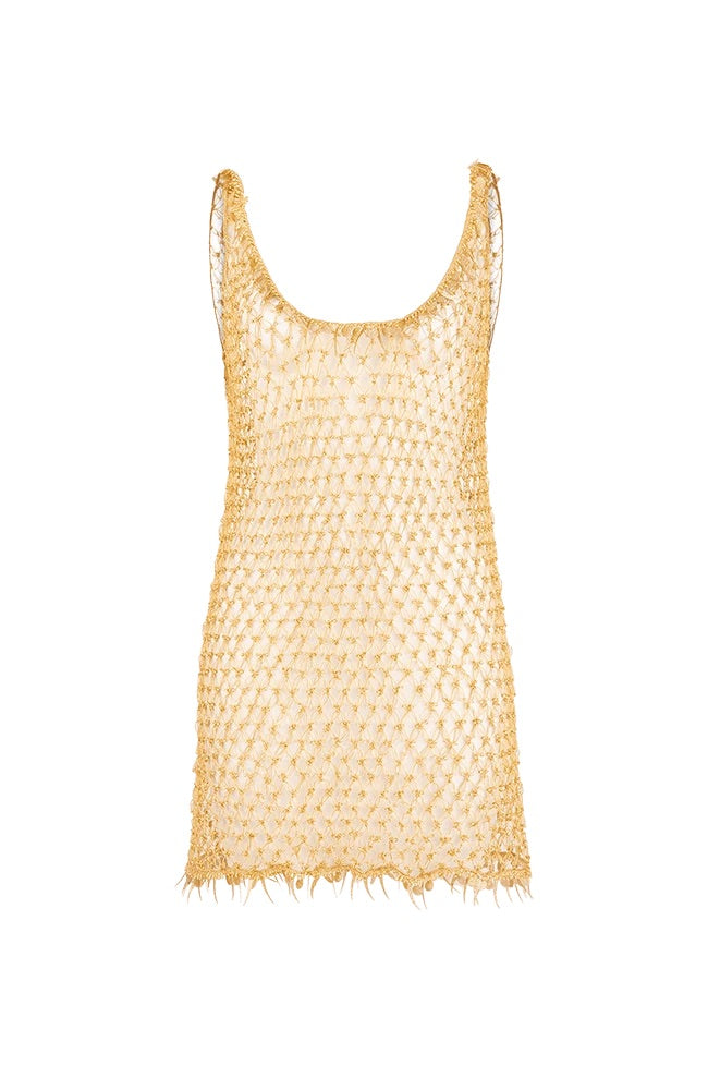 Beaded Net Cover Up Gold