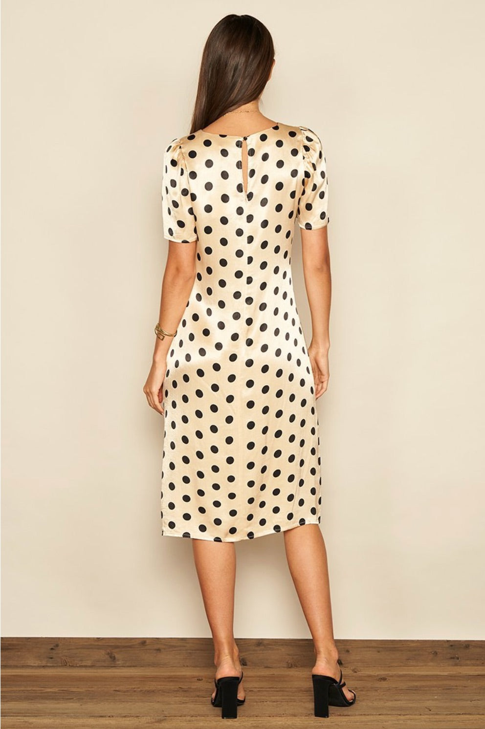 Polka Dot Satin Midi Dress