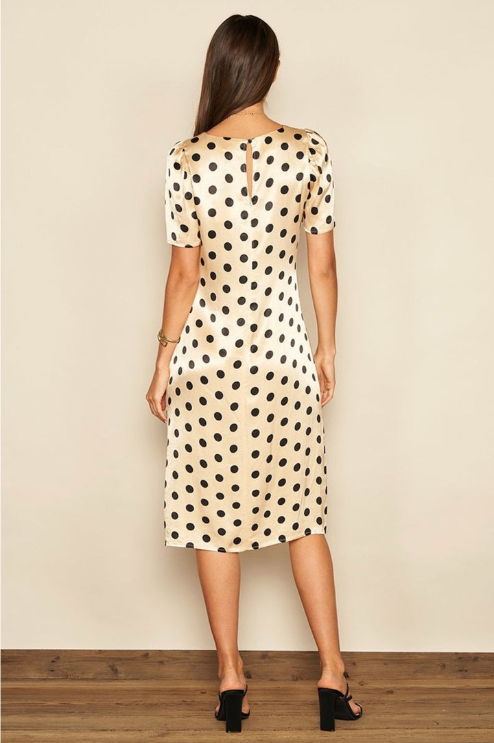 Polka Dot Satin Midi Dress