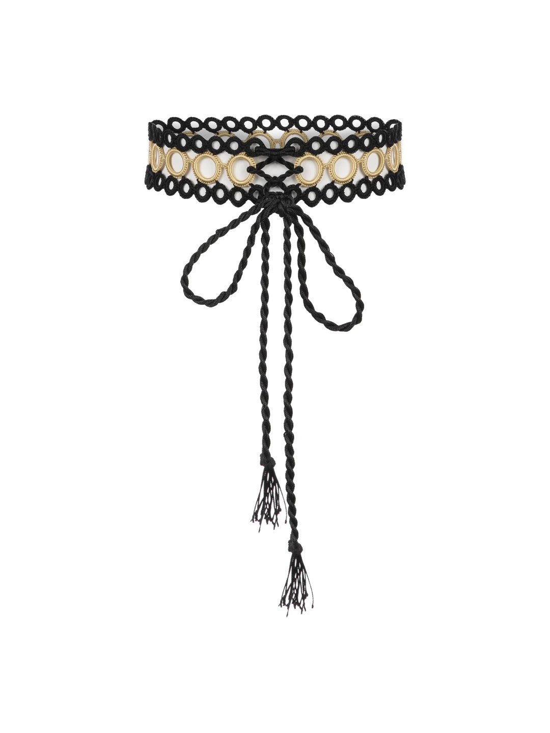 Black and Gold Crochet Belt
