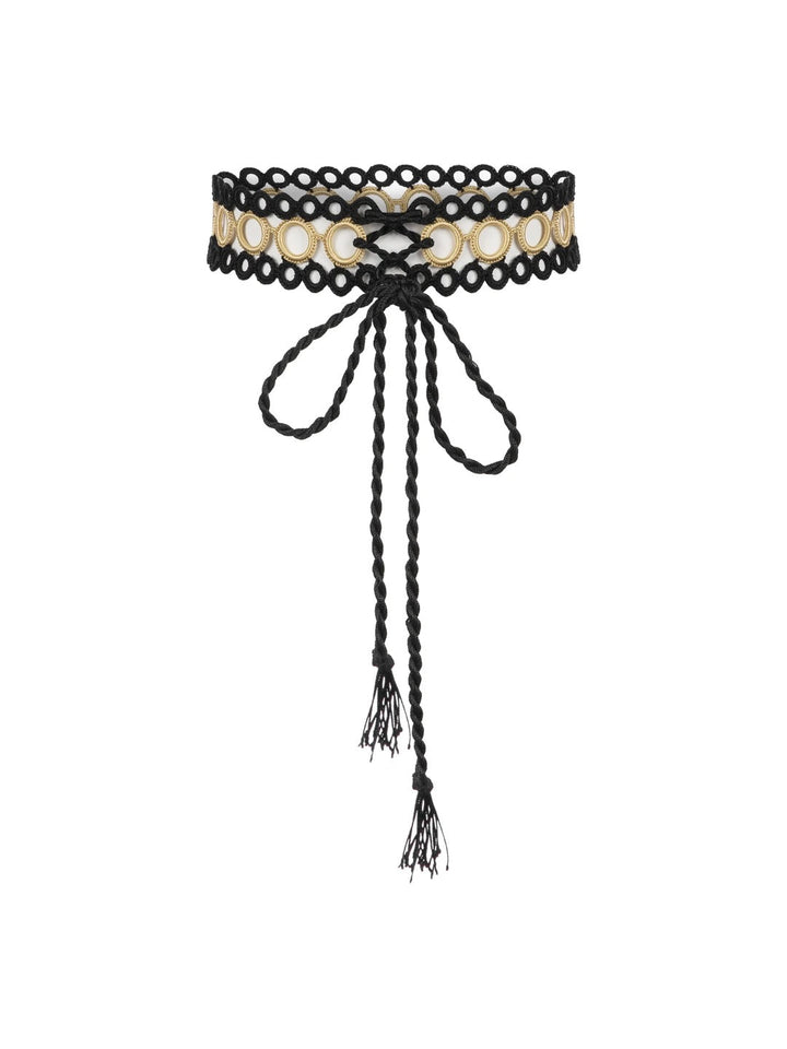 Black and Gold Crochet Belt