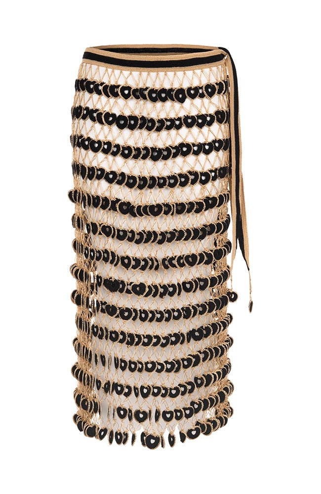 Black &amp; Gold Crochet Skirt