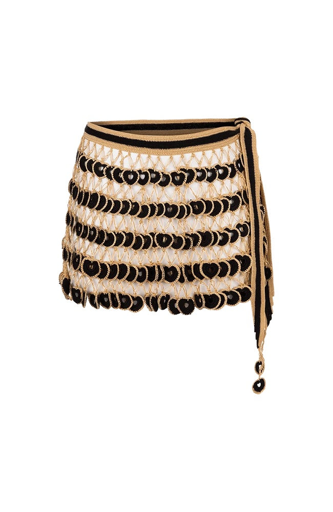 Black &amp; Gold Crochet Mini Skirt