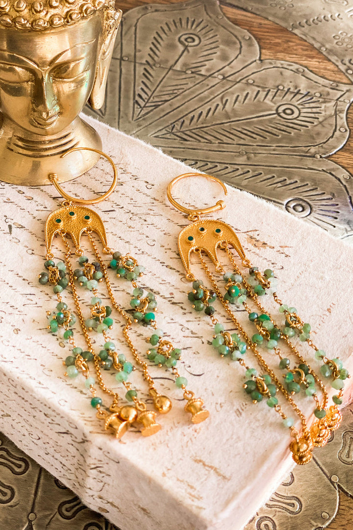 Green Agate Chain Earrings