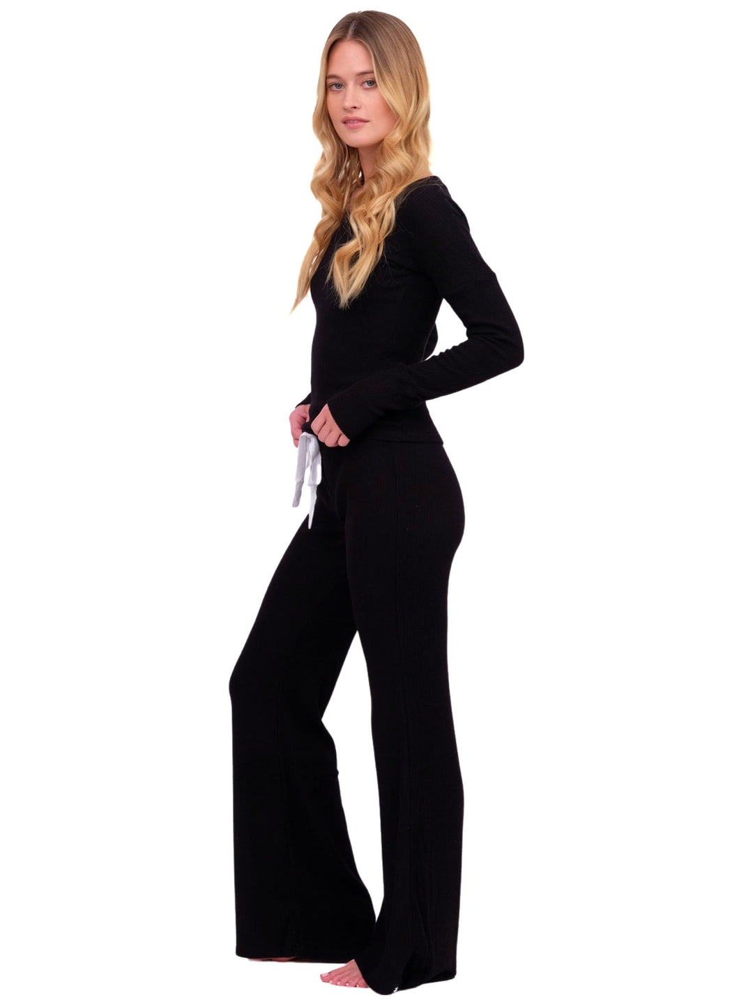 Black Ribbed Lounge Top