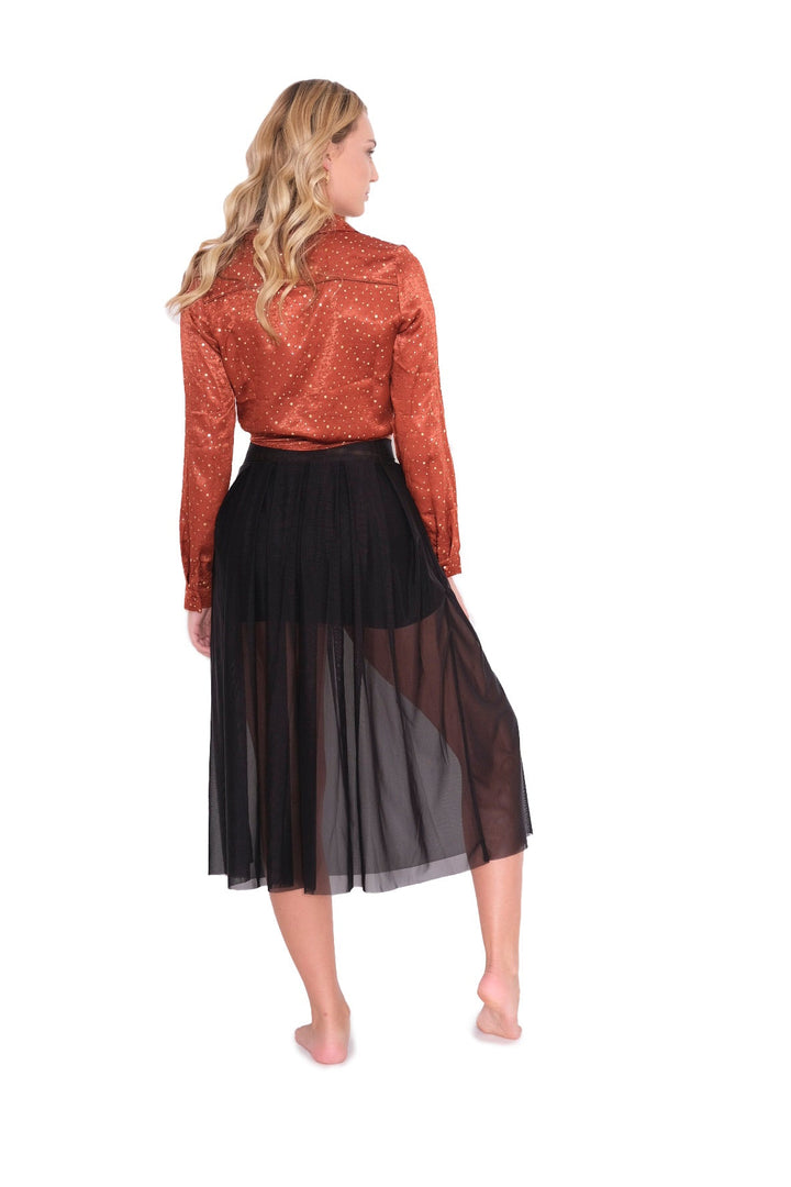 Orange Long Sleeve Blouse with Shimmer Flecks