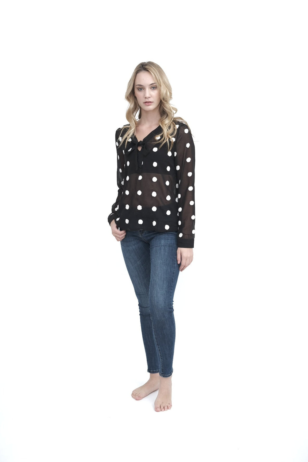 Polka Dot Sheer Blouse