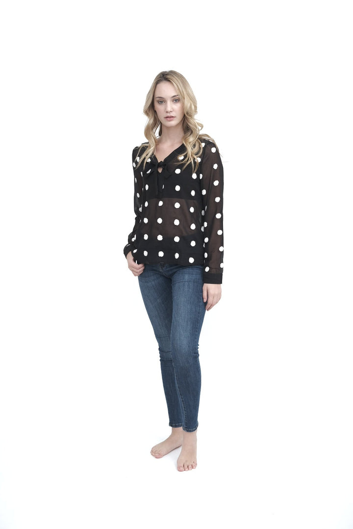 Polka Dot Sheer Blouse
