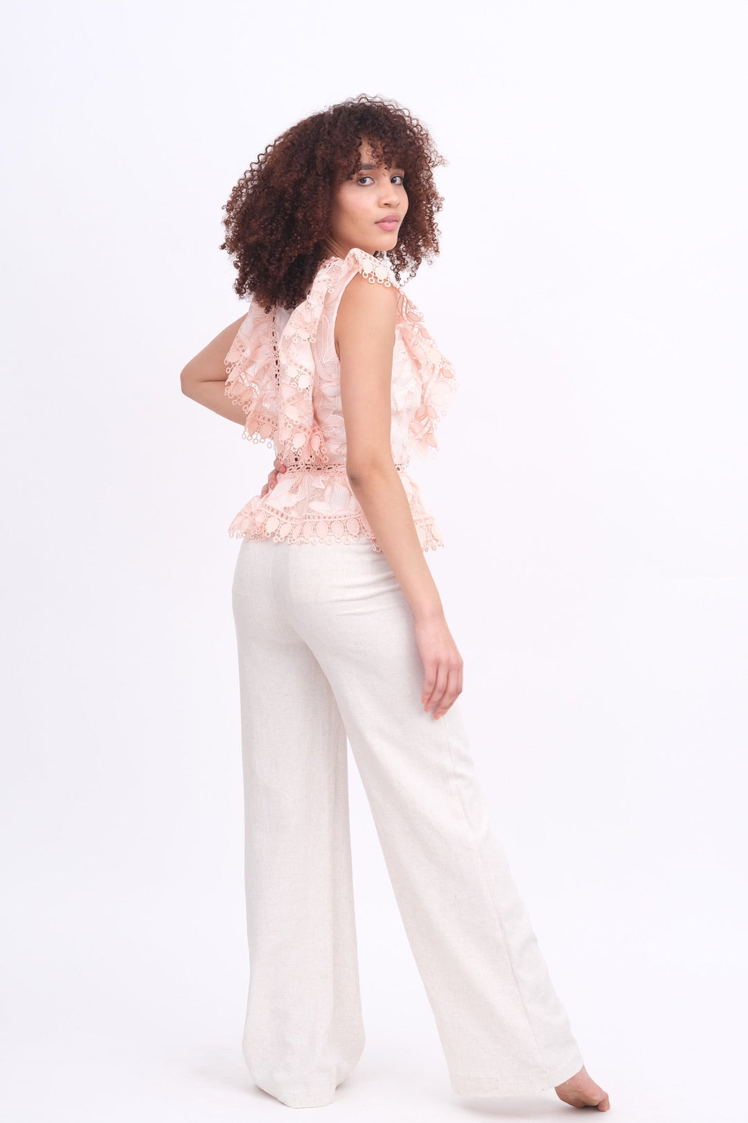 Cream Linen Pants with Pockets
