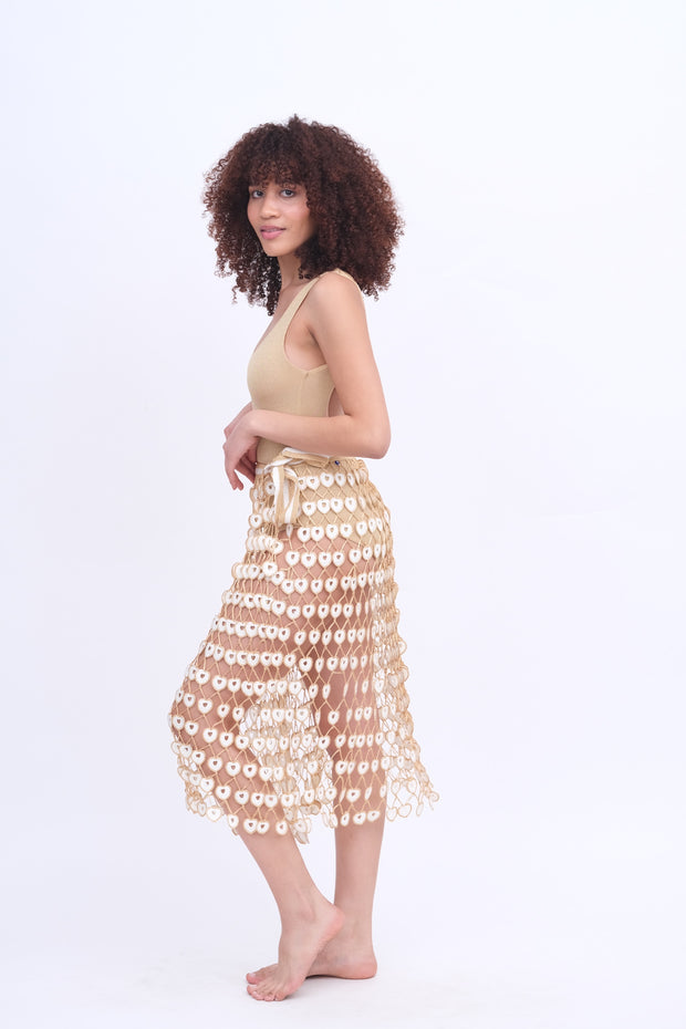 White & Gold Crochet Skirt