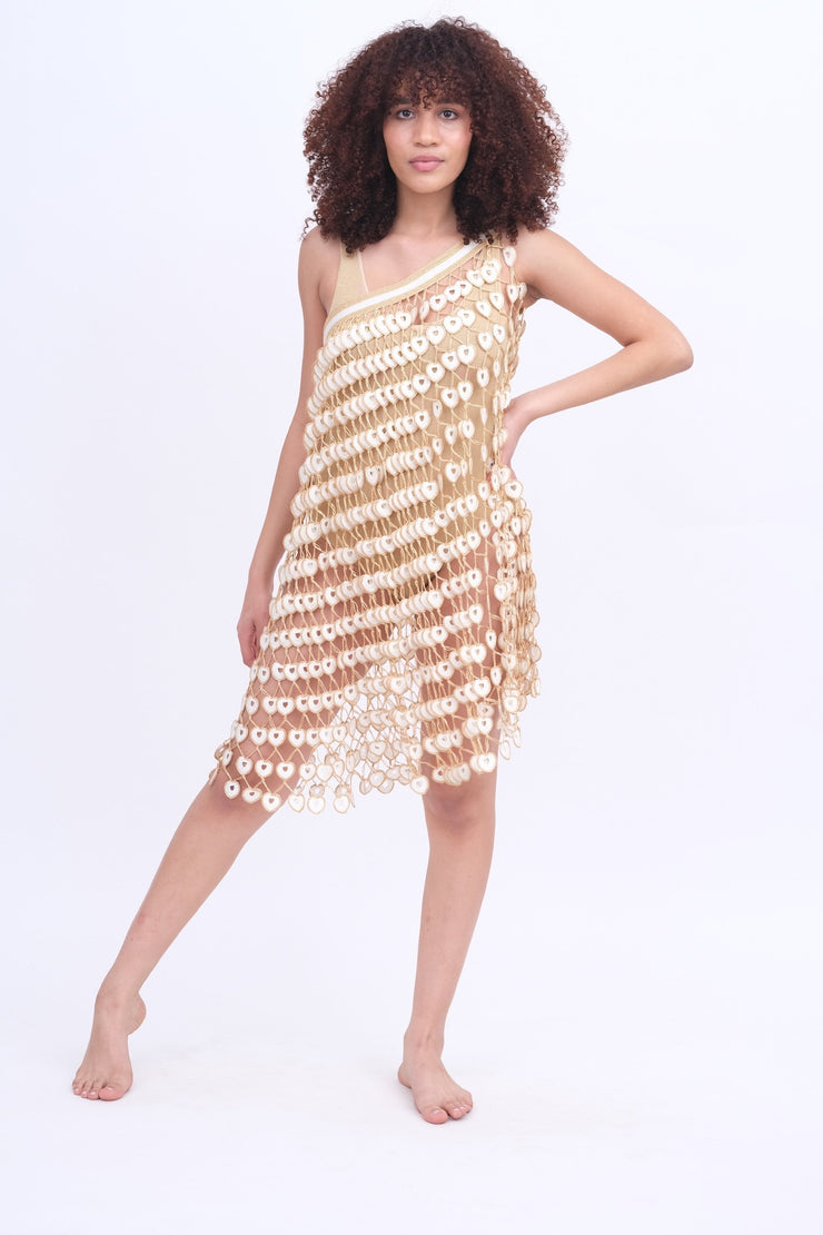 White & Gold Crochet Skirt
