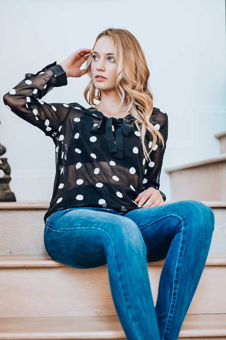 Polka Dot Sheer Blouse