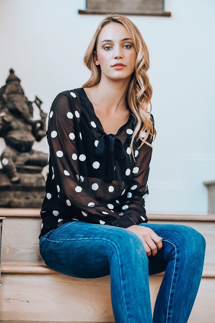 Polka Dot Sheer Blouse