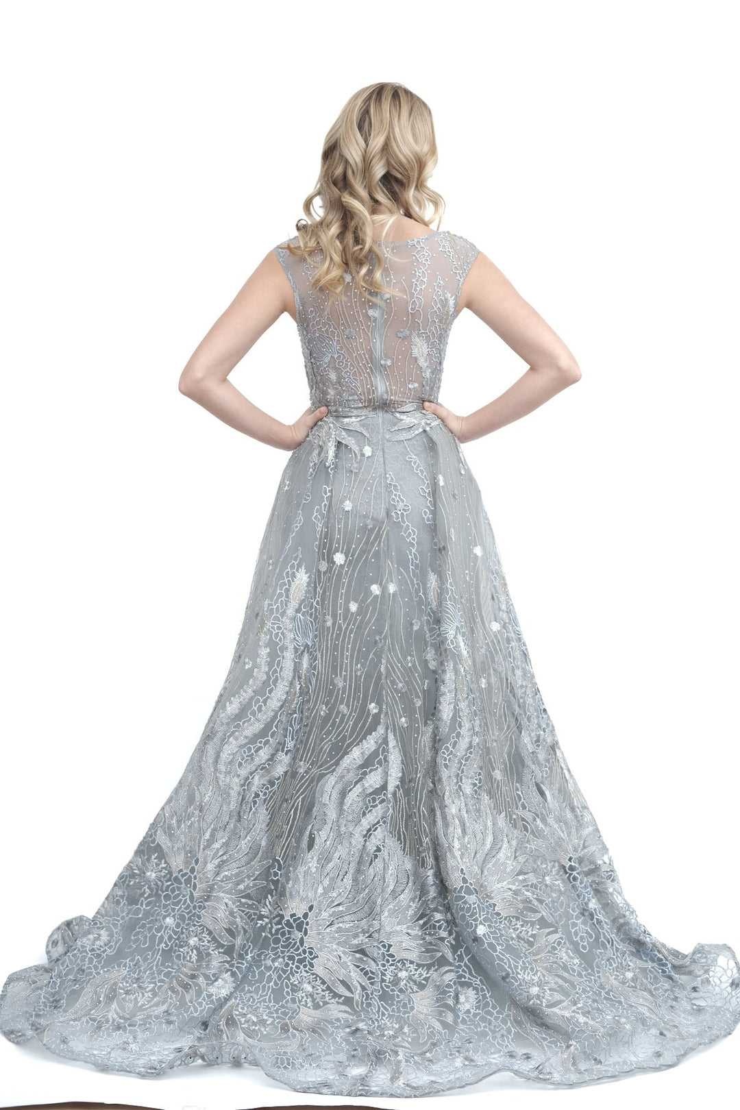 Blue Embroidered Gown