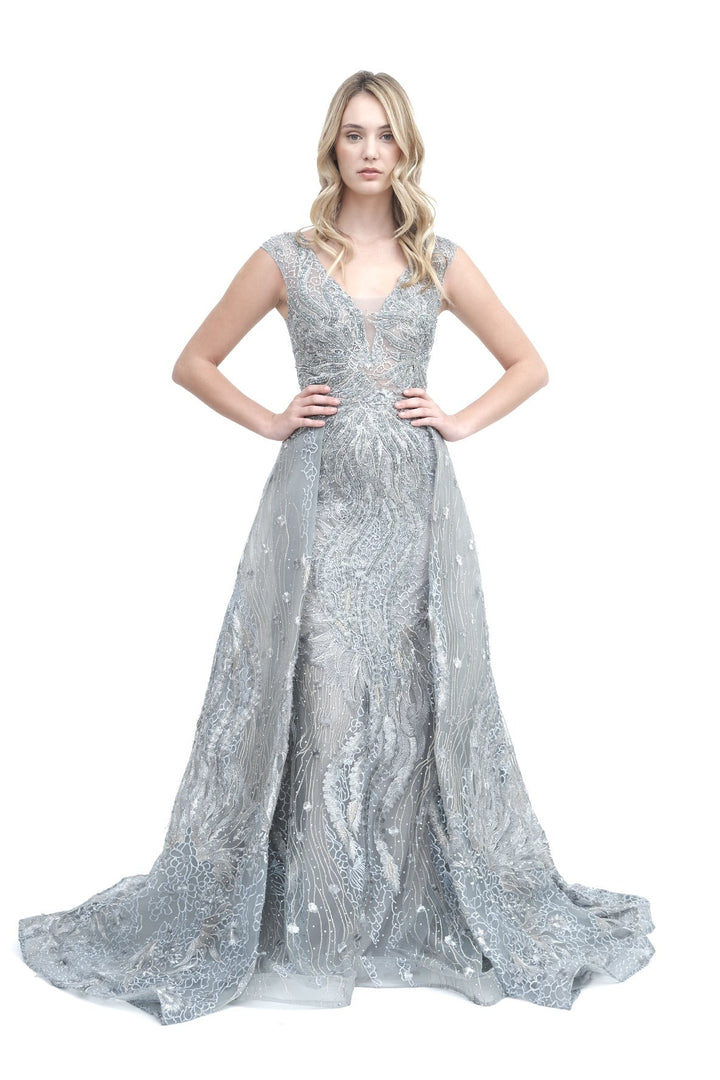 Blue Embroidered Gown