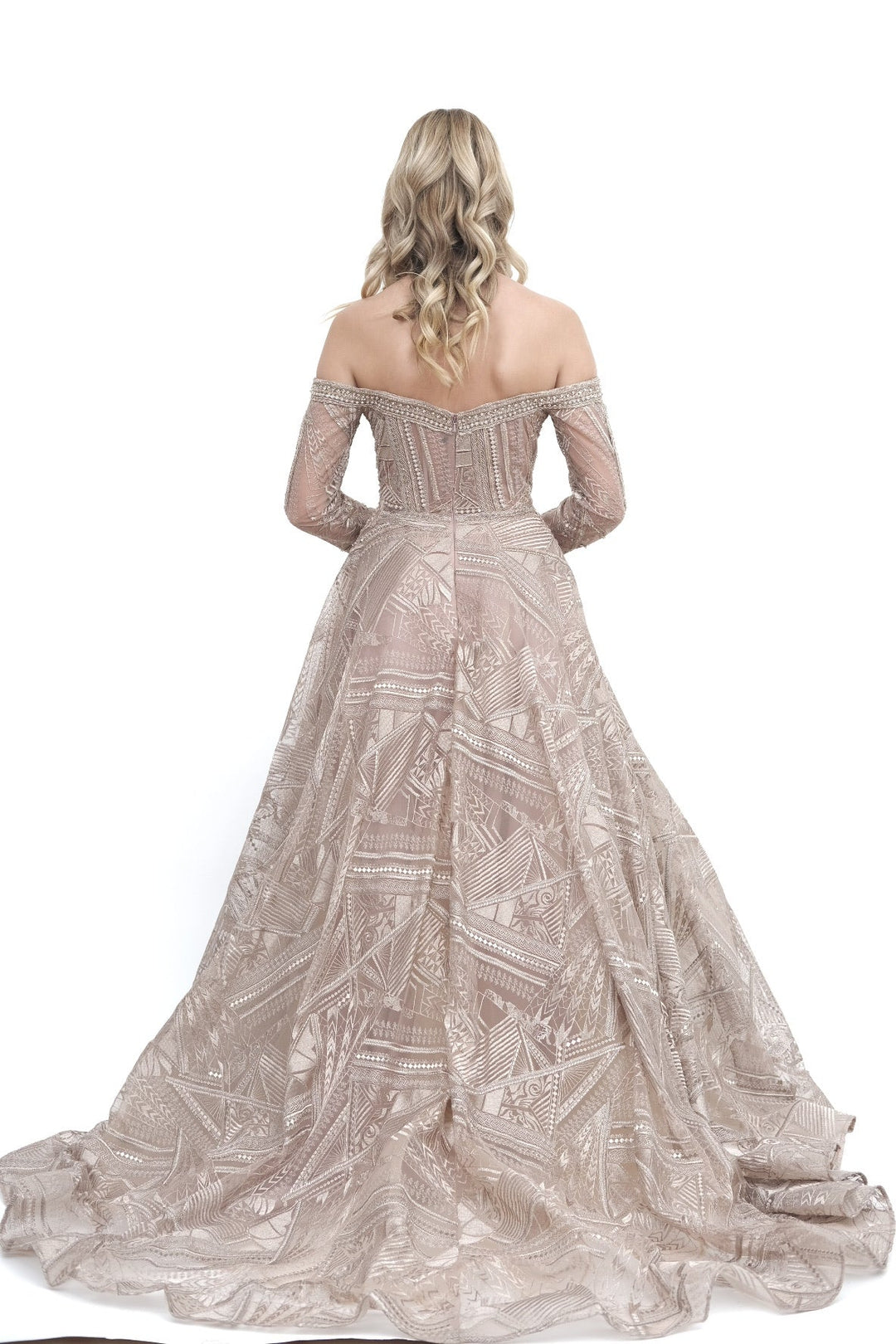 Off the Shoulder Long Sleeve Gown