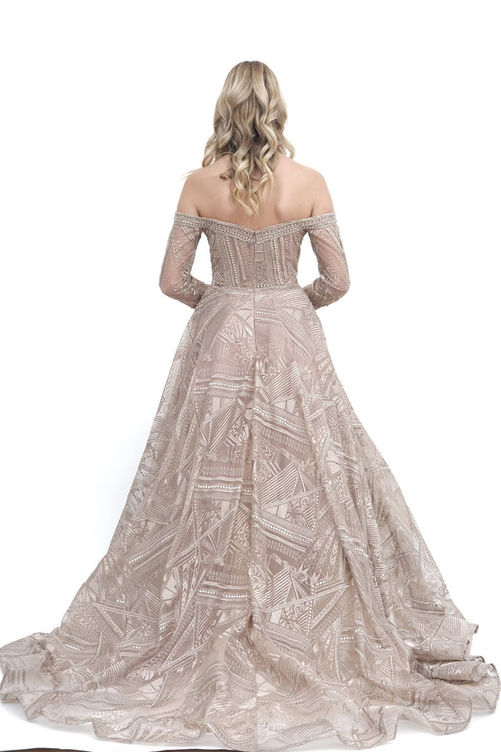 Off the Shoulder Long Sleeve Gown