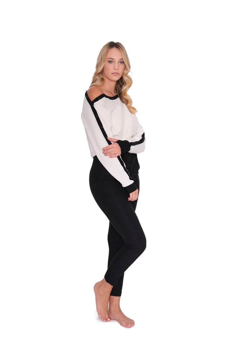 Ivory Striped Sleeve Sweater