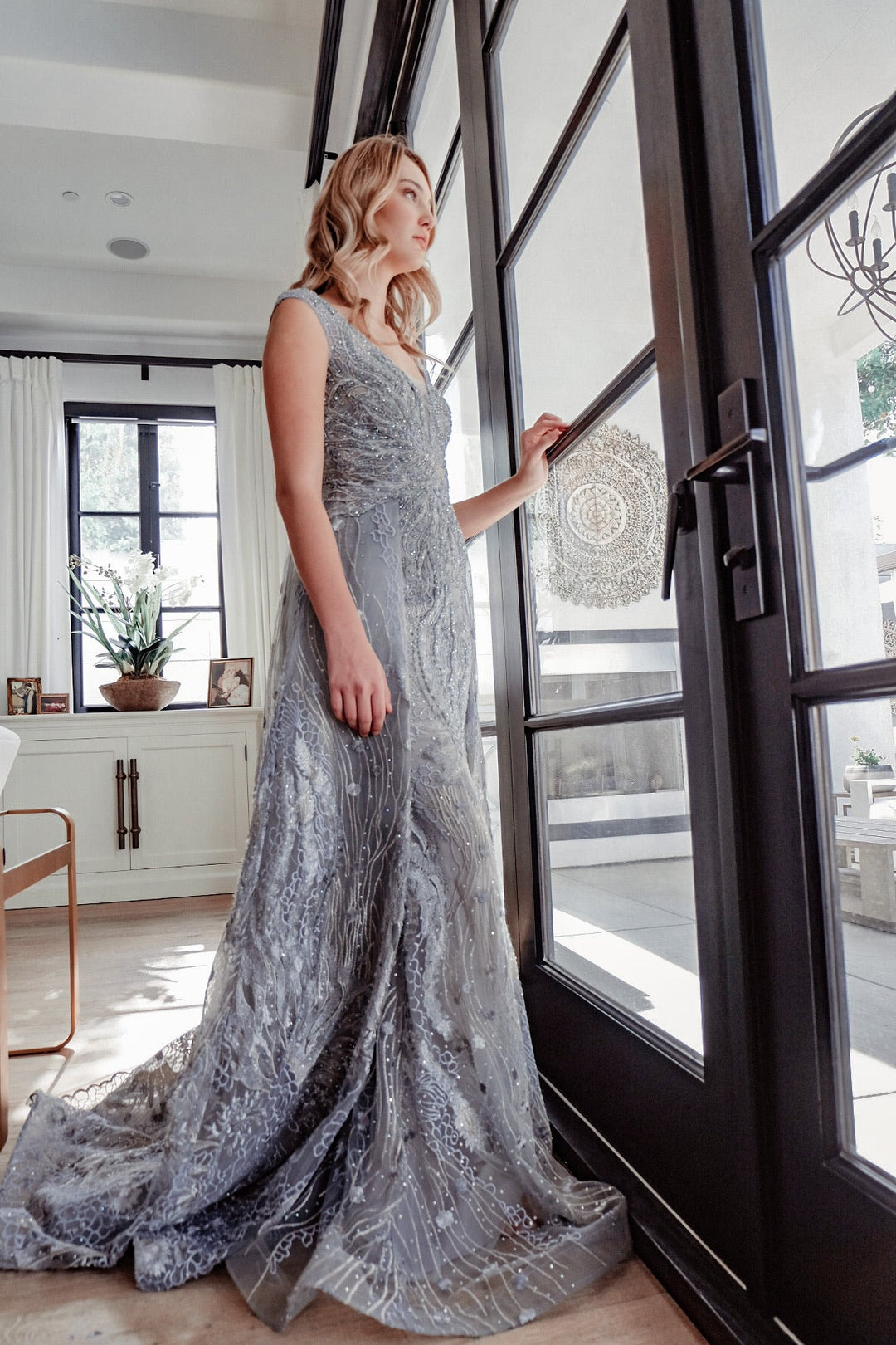 Blue Embroidered Gown