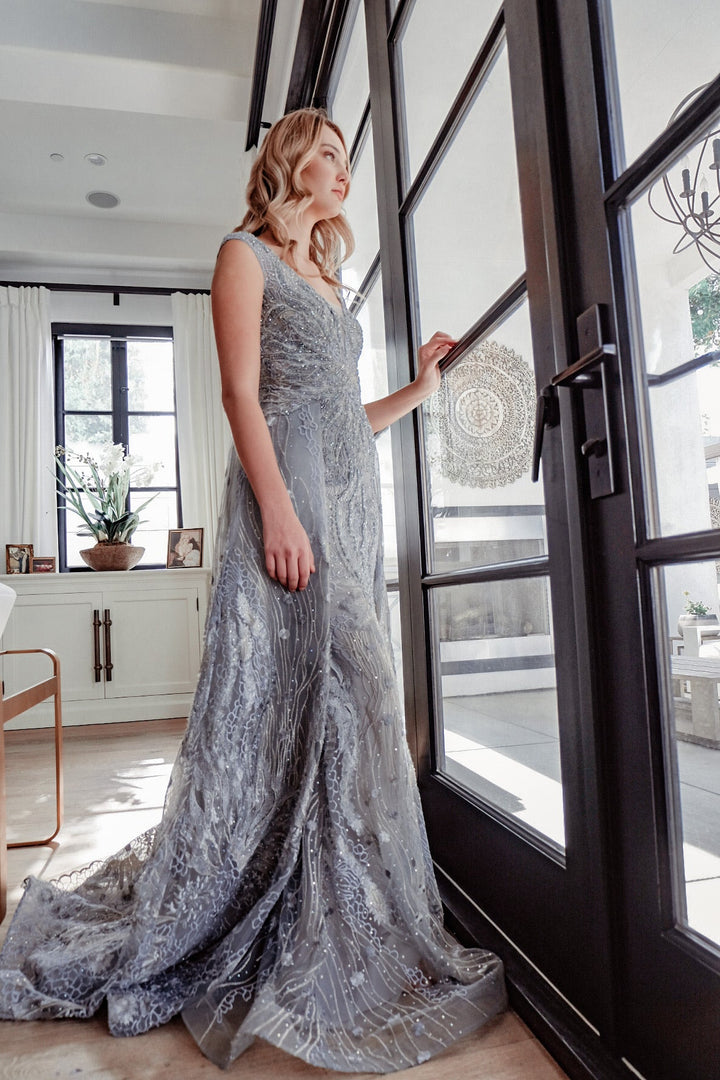 Blue Embroidered Gown