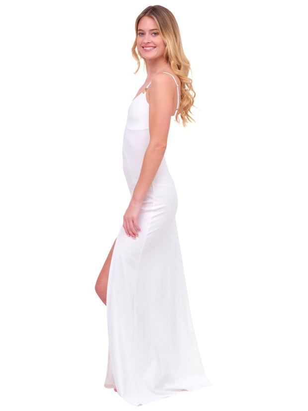 White Dress With Suspender Detail