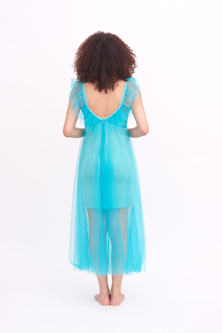 Blue Ruffled Tulle Dress
