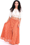 Coral Orange Button Up Lace Skirt