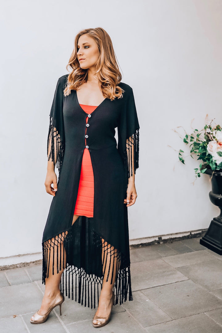 Black Fringe Duster