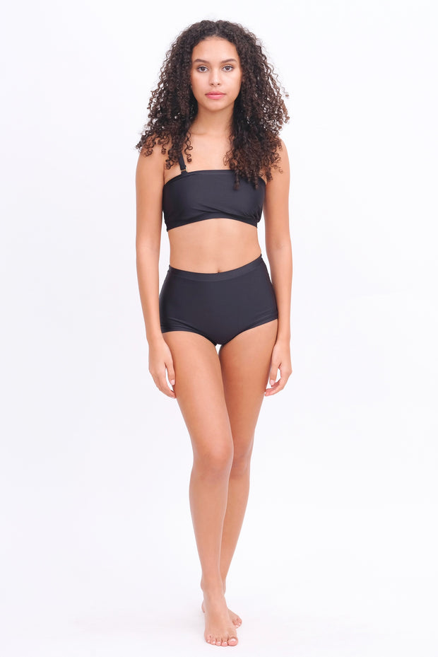 High Waist Bikini Bottoms - Black