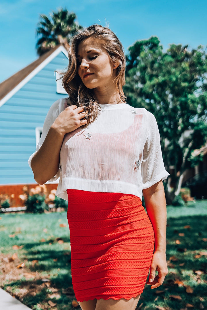 Star Mesh T-Shirt White