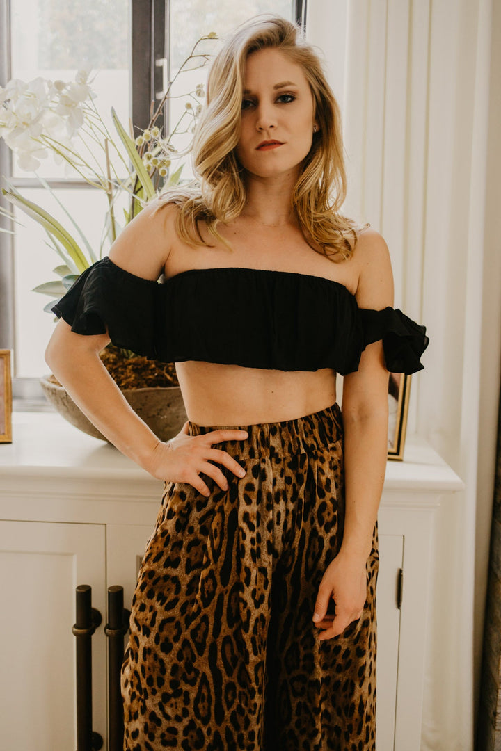 Ruffle Crop Top Black