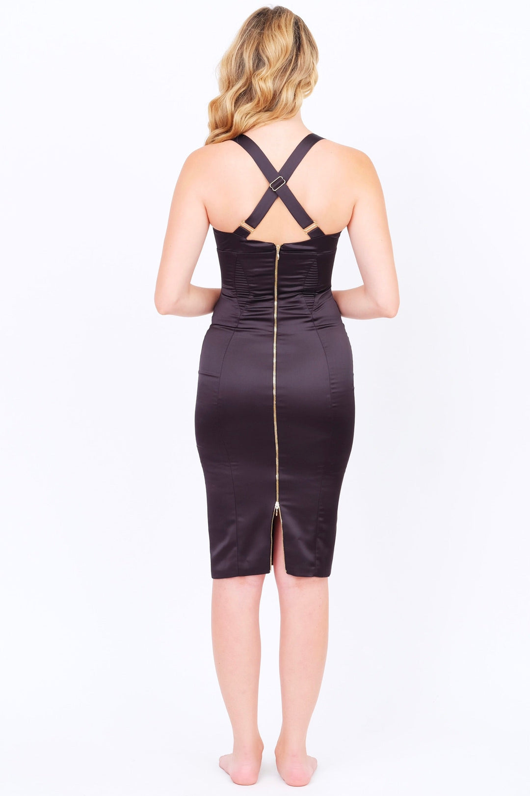 Silky Bodycon Dress in Black