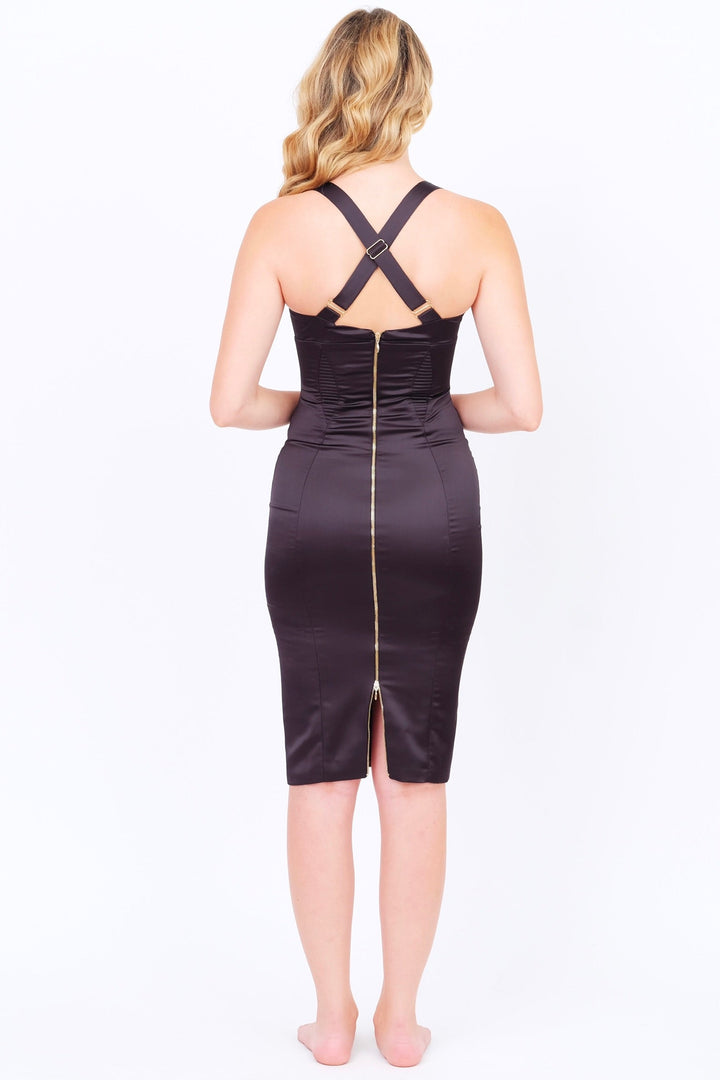 Silky Bodycon Dress in Black