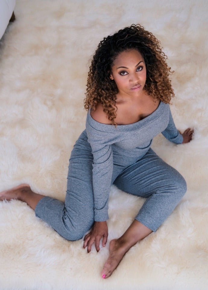 Grey High Waist Ribbed Leggings