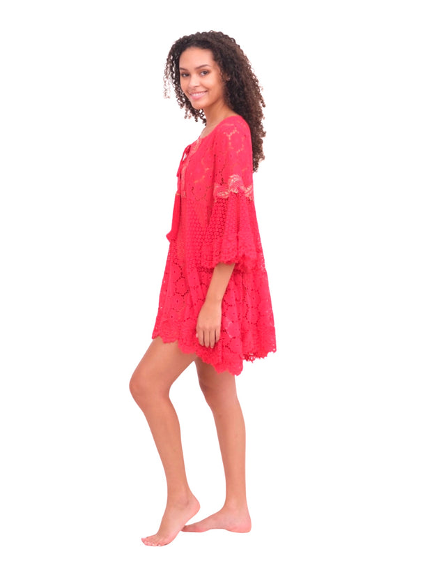 Red Lace Coverup Dress